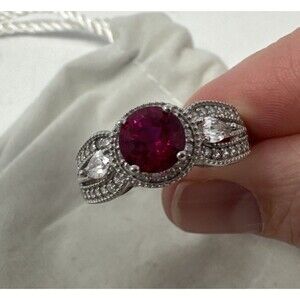 Diamonique Ruby Band Ring Size 10 lab created Sterling Silver QVC NEW
